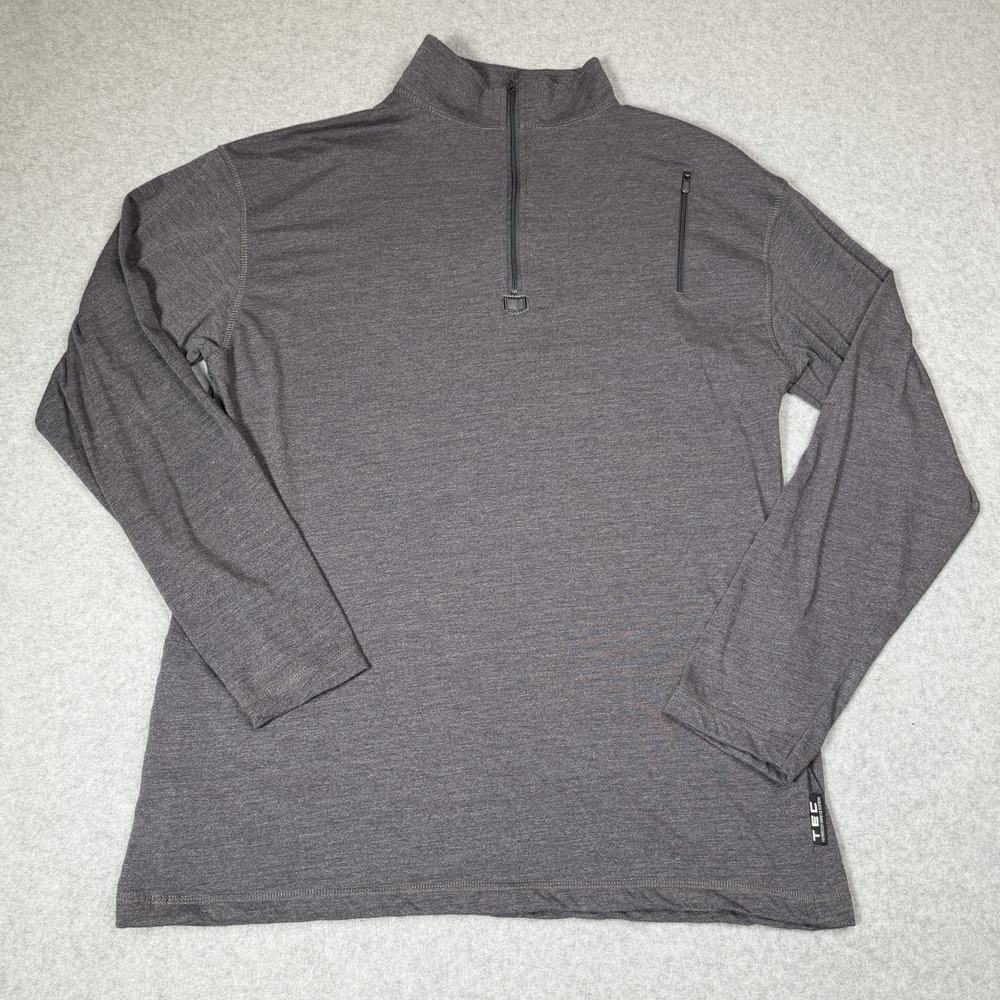 SCOTTeVEST SeV SJ QZIP Men's Large Gray 1/4 Zip TEC Travel Pullover Shirt Pocket